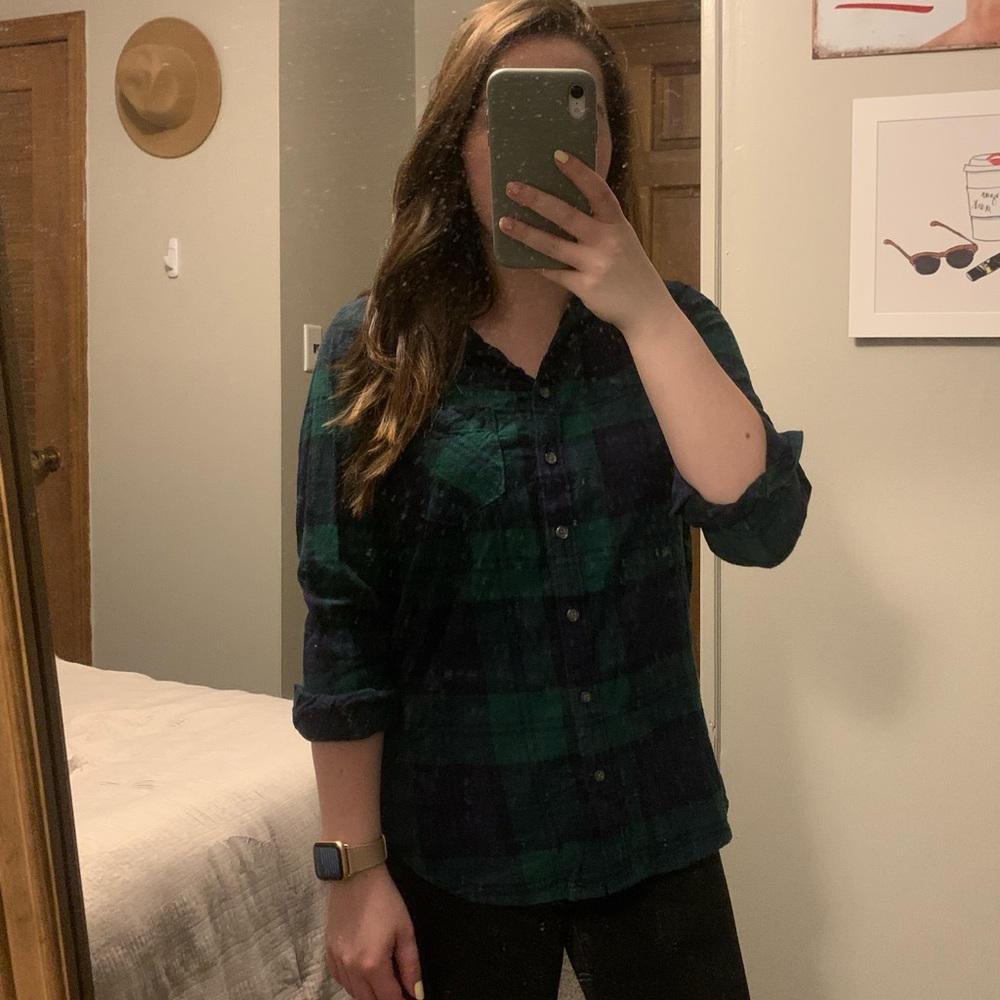 Blue and Green Plaid Button Up / Old Navy